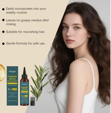 Rosemary essential oil hair care kit with 100ml bottle, pointed applicator, and hair comb