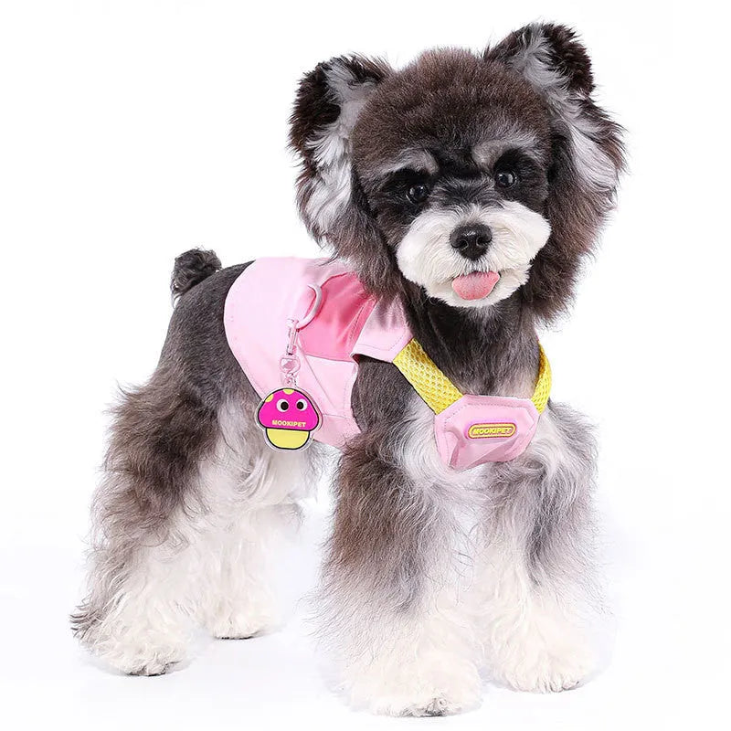 Pink polyester dog vest for Bichon, Teddy Bear, and Schnauzer breeds in casual style