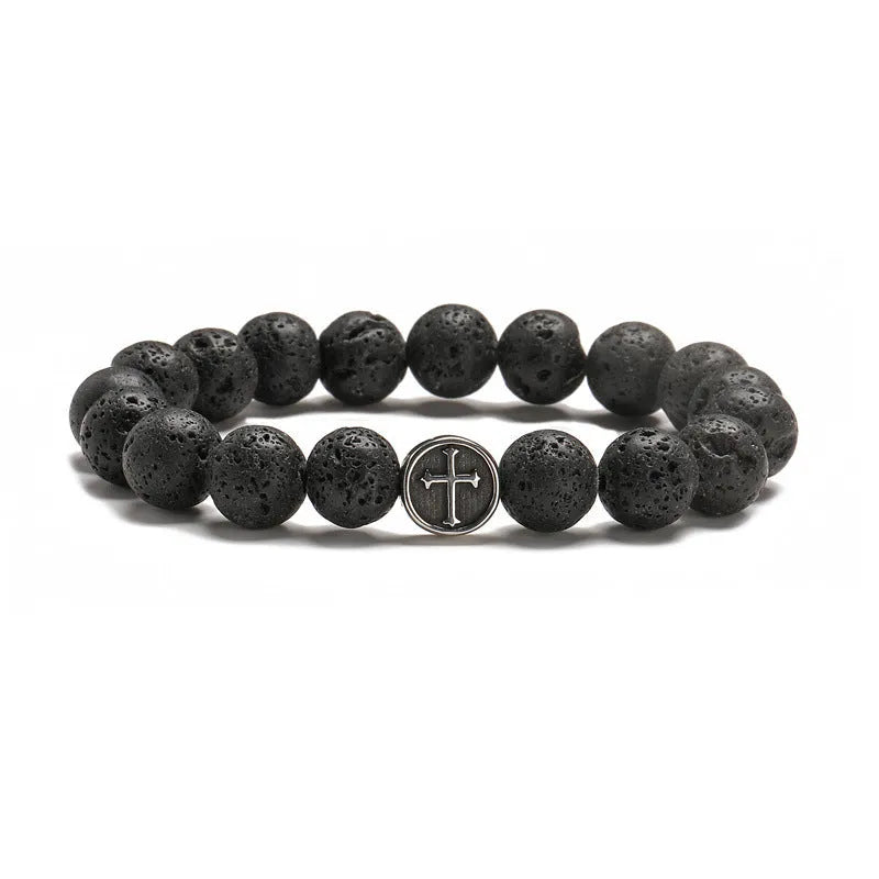 Geometric agate stone bracelet in Volcano colour with stainless steel clasp.