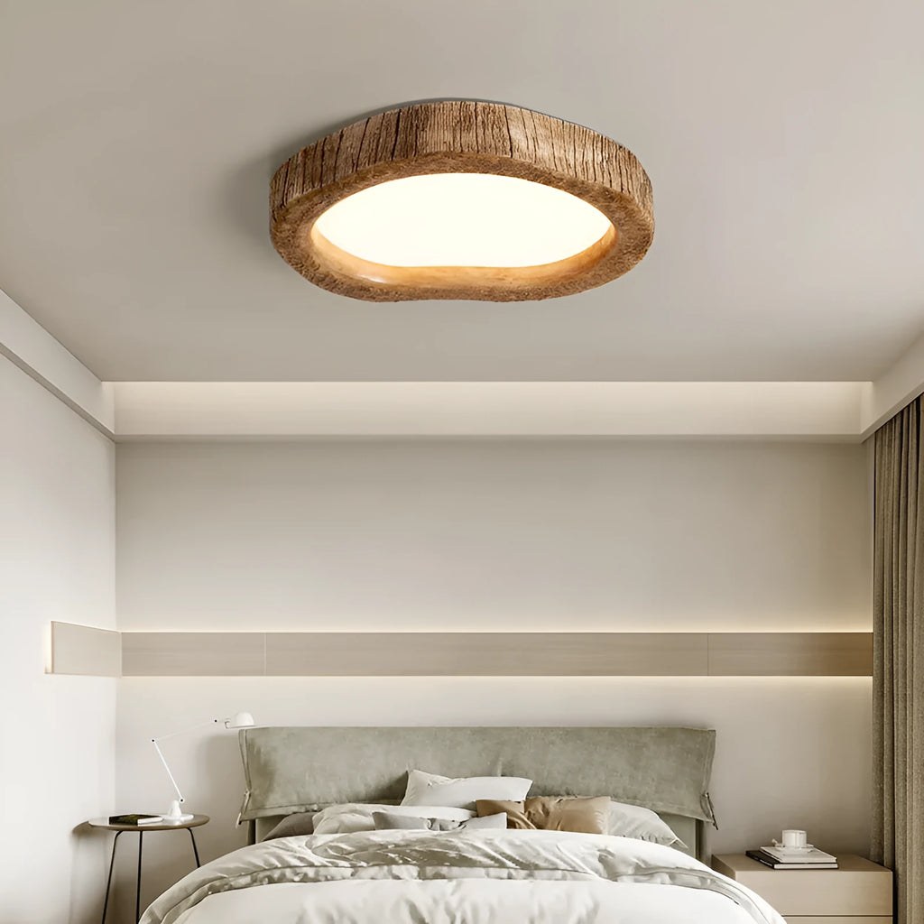 Round wood grain finish ceiling lamp with new Chinese style design