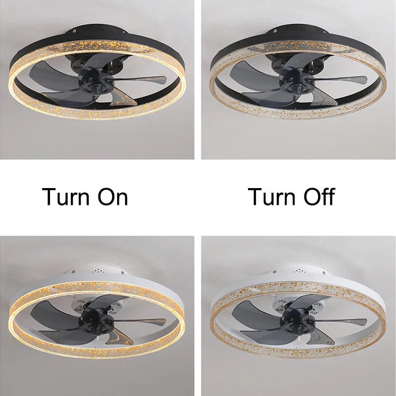 Nordic style ceiling fan lamp with remote control in 50cm size for bedroom or dining room use