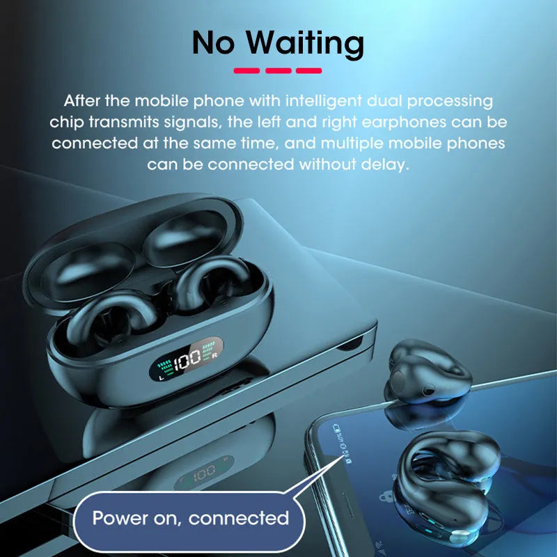 Bone conduction Bluetooth headset clip in black colour showing clip design