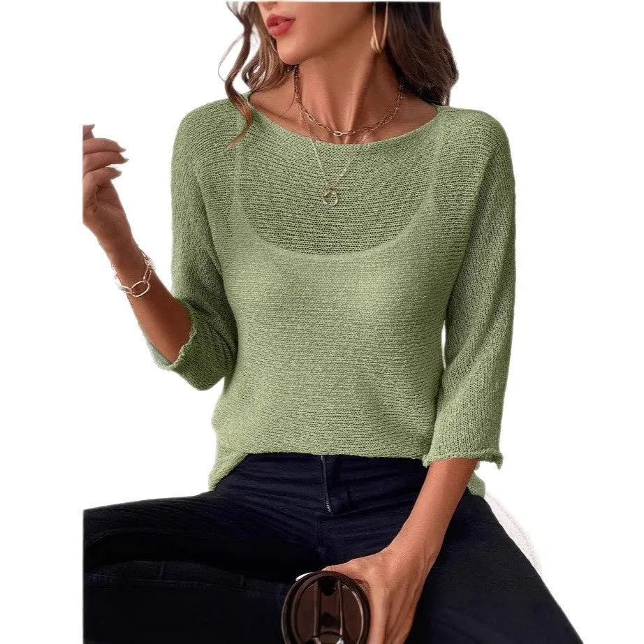 Women's thin knitted off-shoulder overall with 3D pattern in milky white