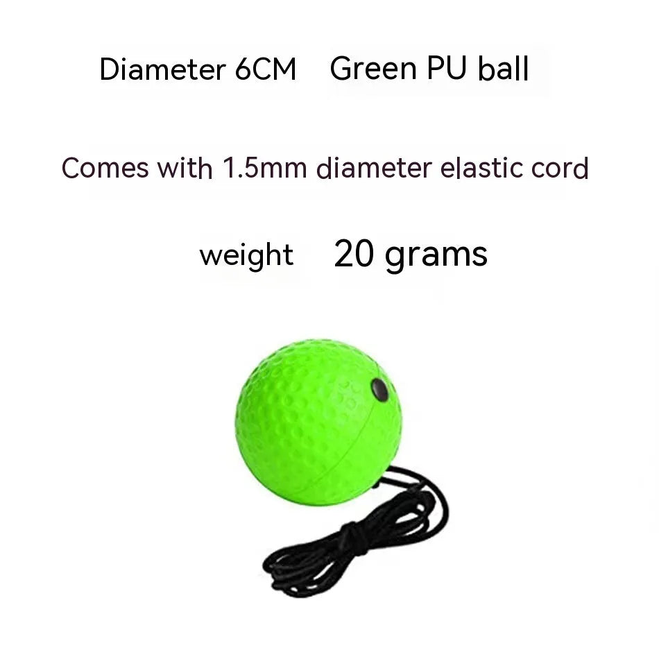 Head-mounted boxing reaction training ball set showing multiple coloured balls and adjustable headbands.