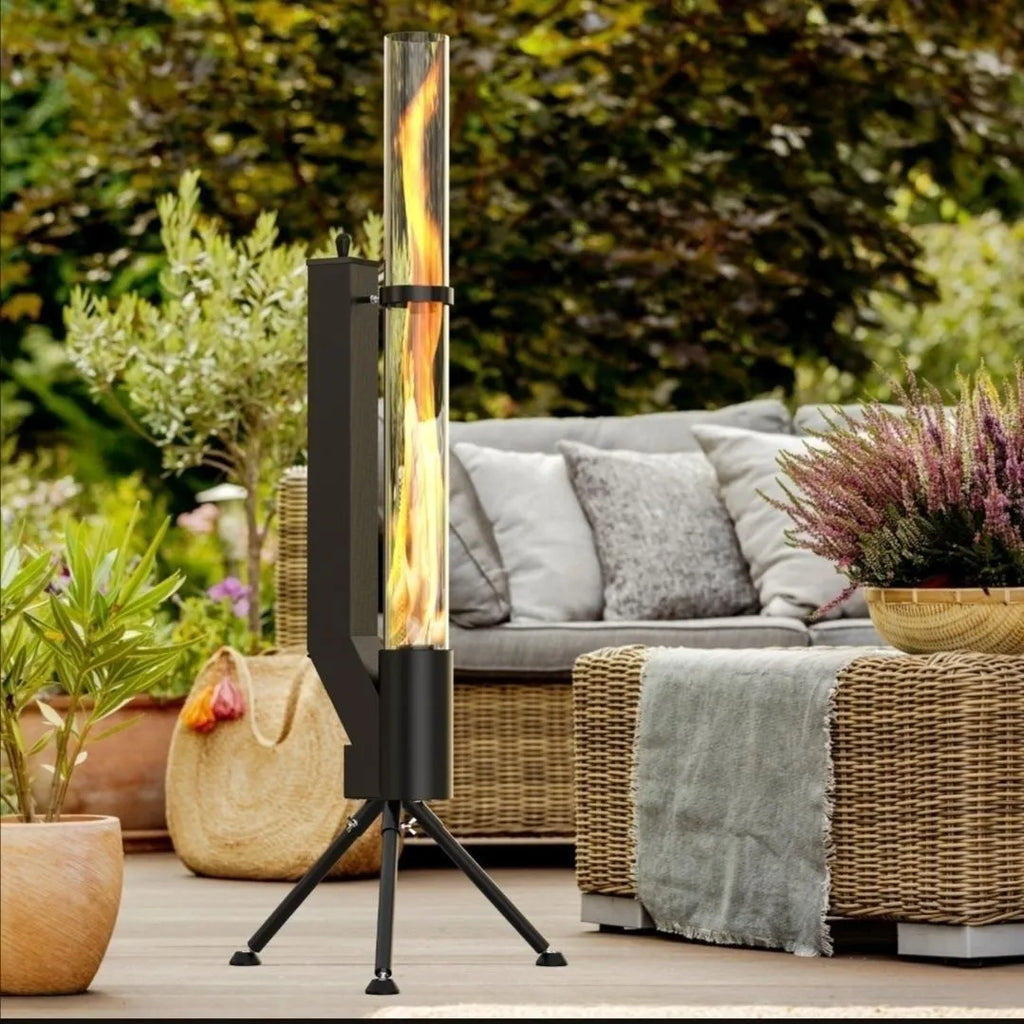 Vertical iron wood burning rocket furnace heating stove for courtyard outdoor heating