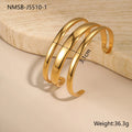Women's stainless steel bracelet with geometric line design and 18K gold electroplating