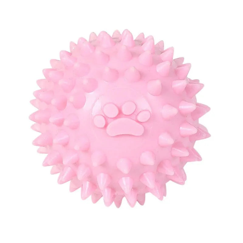 Blue TPR dog chew ball with textured surface for teeth cleaning, 6cm diameter