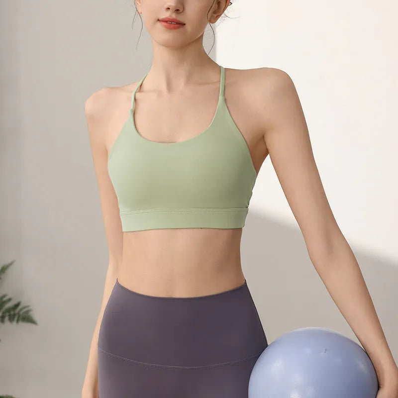 Women's nylon sports vest with double shoulder straps in multiple colour options