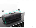 Black PU leather hanging storage bag with hook for car or home organisation