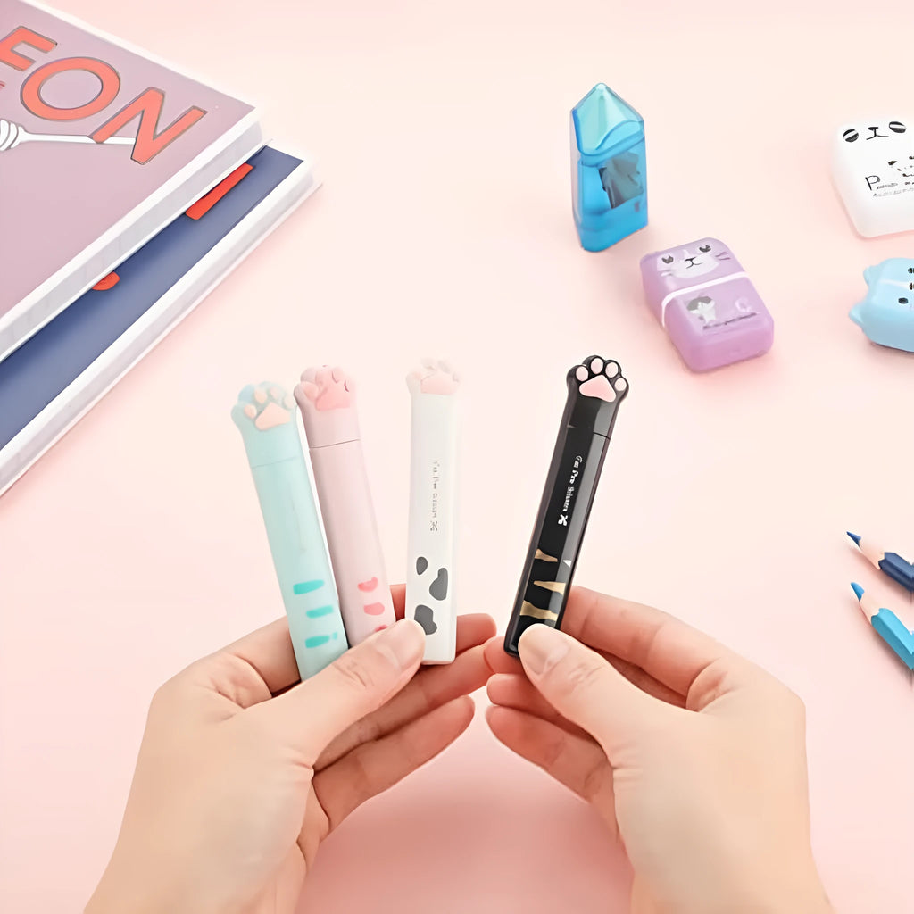 Cat paw folding safety scissors with stainless steel blades in four colour options