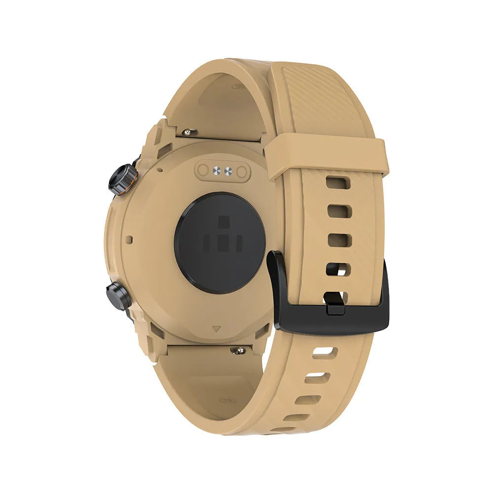 MG02 smart watch with Bluetooth calling on wrist, showing TFT touch screen displaying health metrics.