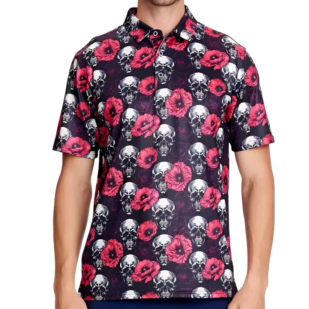 Men's 3D printed retro mesh top with zipper decorations in Japanese style