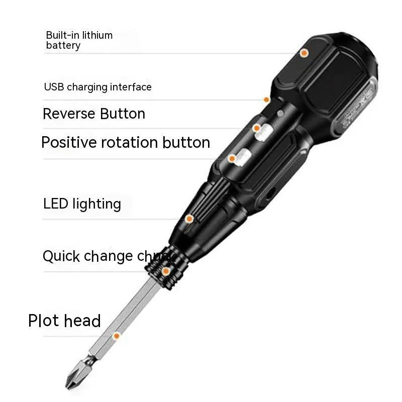 36V alloy steel straight handle electric screwdriver with lithium battery in black colour option