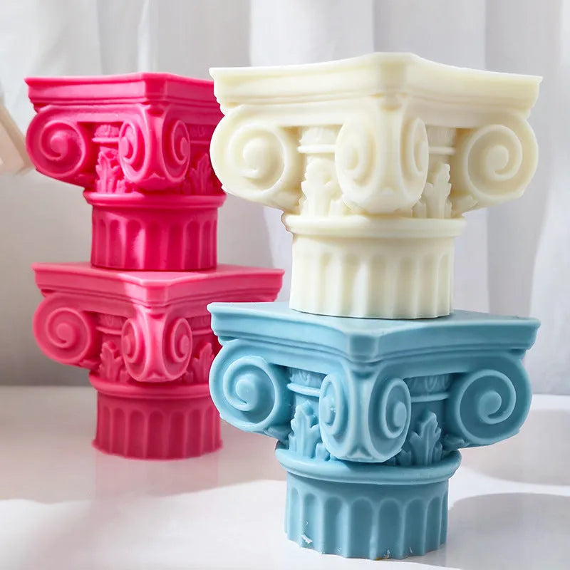 Roman pillar silicone mold for candle making and decorative crafts
