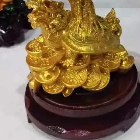 Citrine resin turtle money tree Feng Shui ornament measuring 18x11x23cm