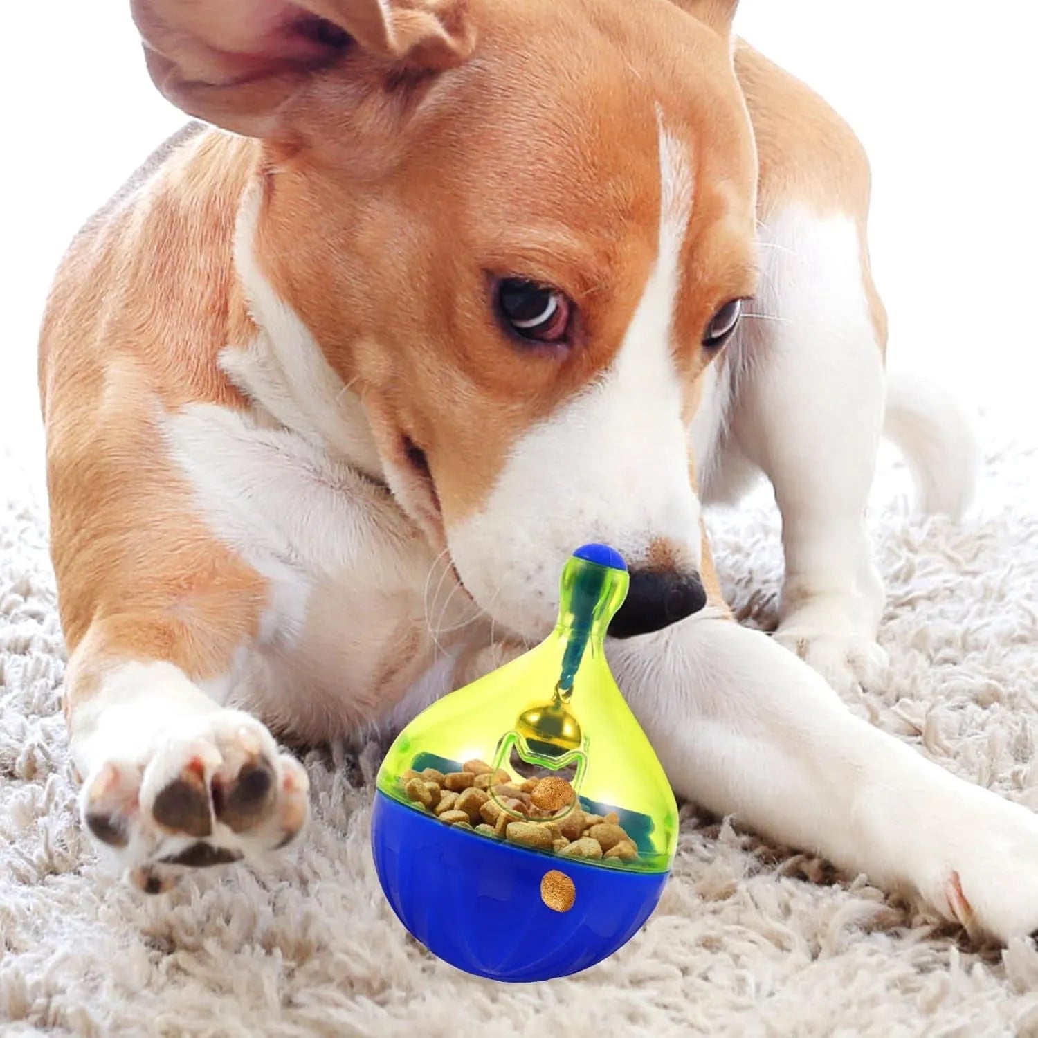 Tumbler-shaped dog and cat treat dispenser ball interactive toy