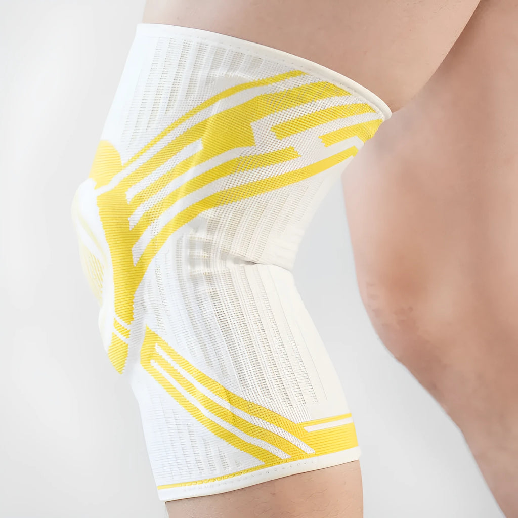 A pair of blue high-elasticity cotton knee pads for adult sports like basketball and running.