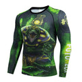 Man wearing a slim fit, long sleeve ZF016 printing style sports suit for running and fitness activities.