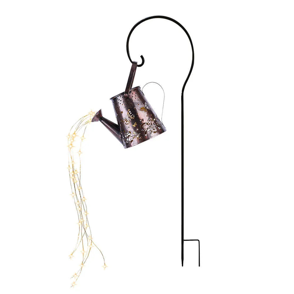 Solar garden lamp with tapered butterfly pattern design in iron construction