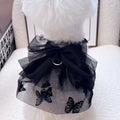Black gauze princess tulle skirt for a small dog, showing the fitted bodice and full skirt.