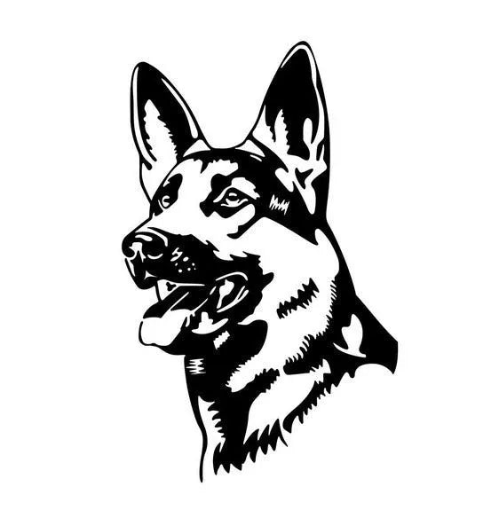 Reflective Alsace Shepherd dog design car sticker for vehicle bumper.
