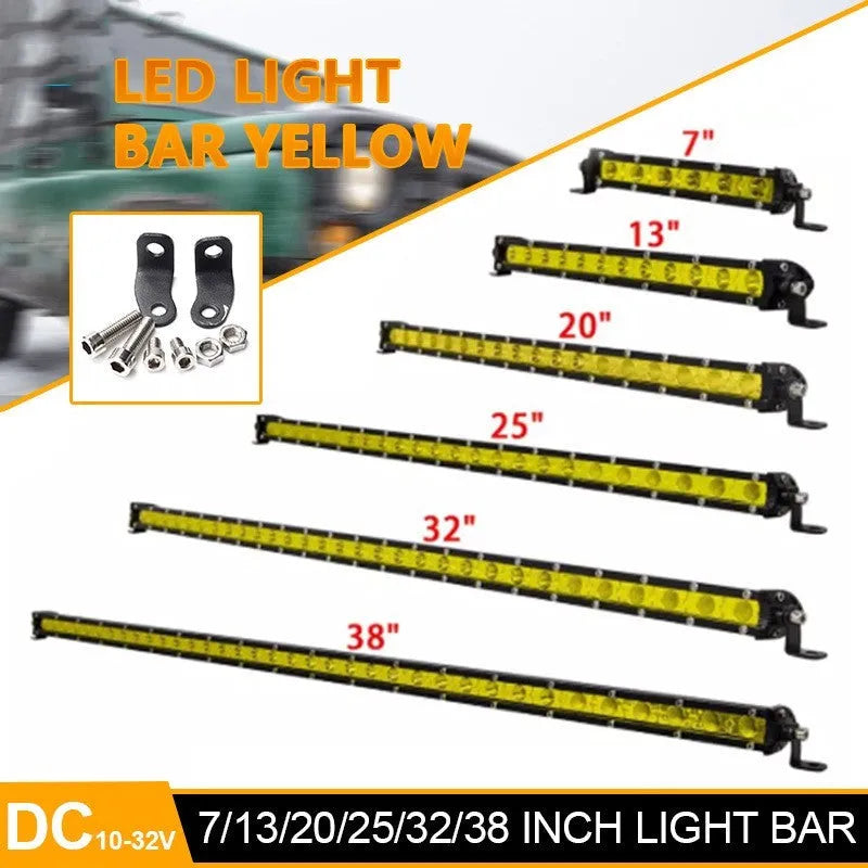 25-inch single row aluminium LED car light bar with mounting brackets