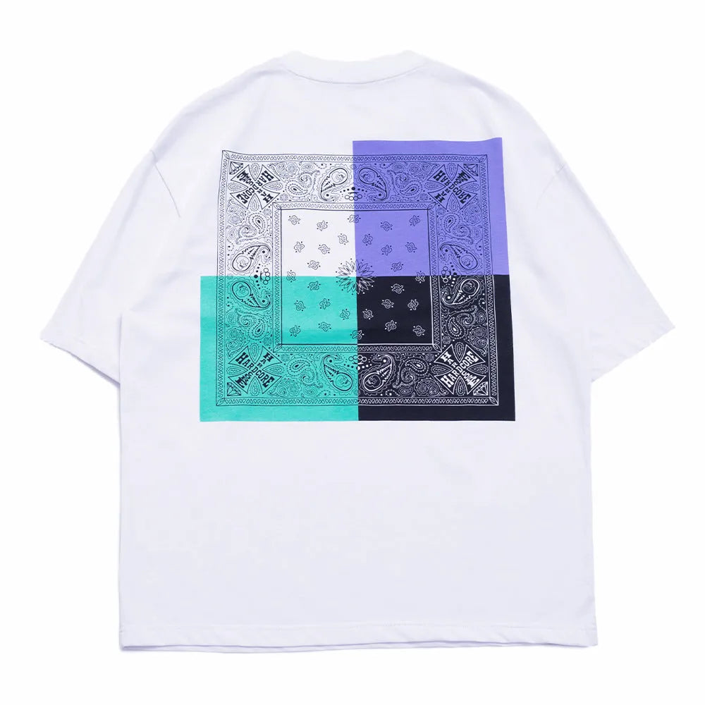 Men's printed short sleeve t-shirt in loose cotton stripe, black pullover