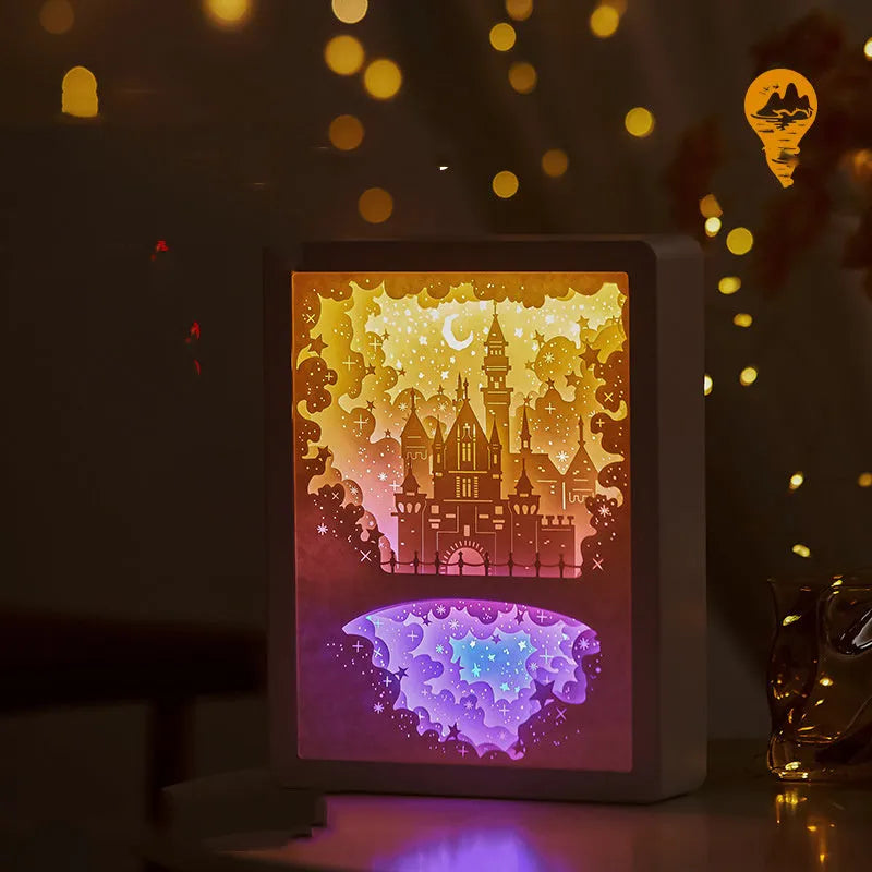 Bedside night light with three-dimensional paper carving design, USB-powered with remote control