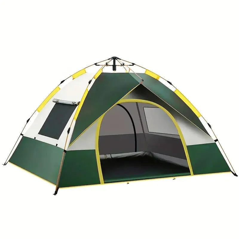 Dark green silver glue camping tent for 3-4 people with automatic quick-opening mechanism