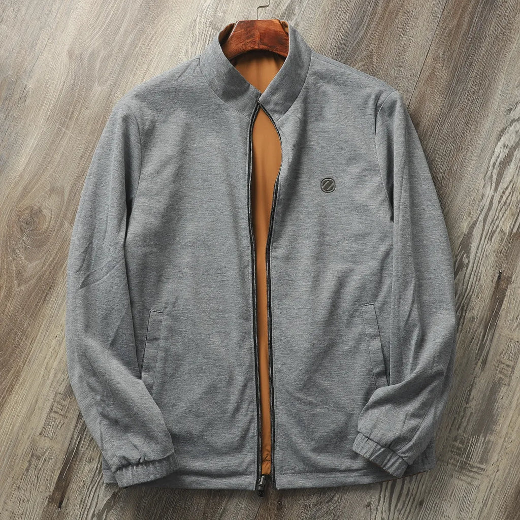 Men's stand collar business casual jacket in polyester-cotton blend available in four colours