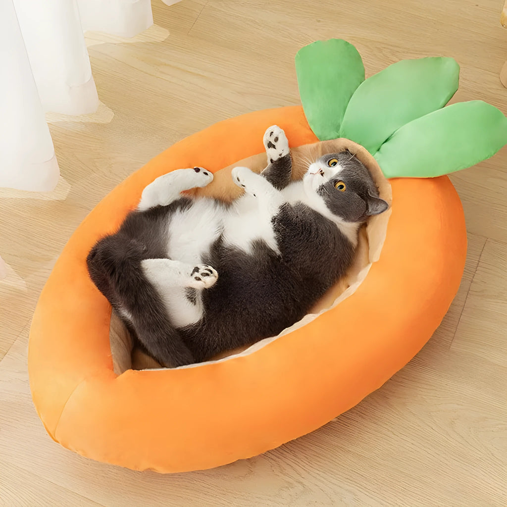 Cartoon carrot patterned double-sided dog mattress with removable cloth cover