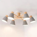 Nordic Macaron style ceiling pendant light with ironwood frame, shown in a two-tone colour option with multiple light heads.
