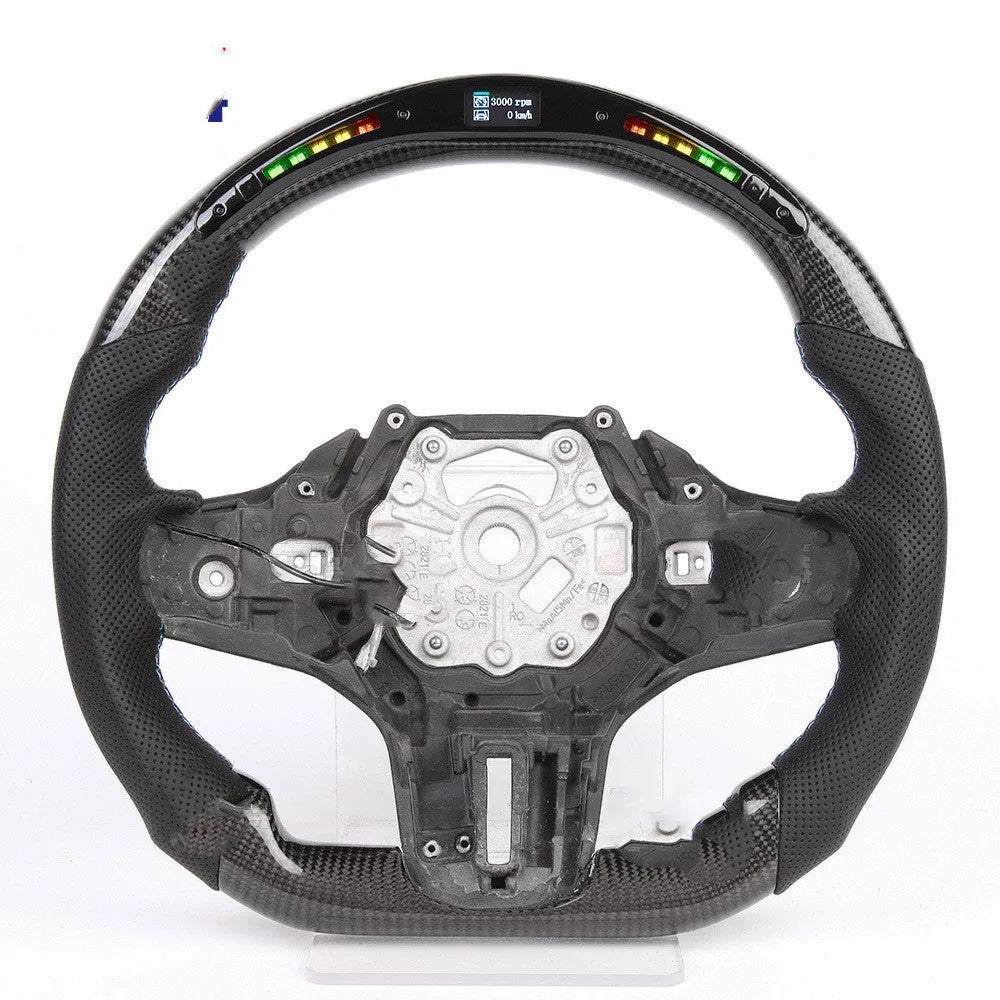 Black carbon fibre BMW steering wheel with LED features for X3 X5 models