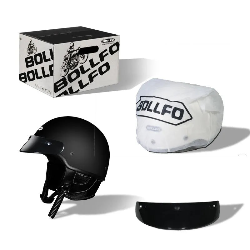 Retro motorcycle helmet in ABS thermoplastic with multiple colour options