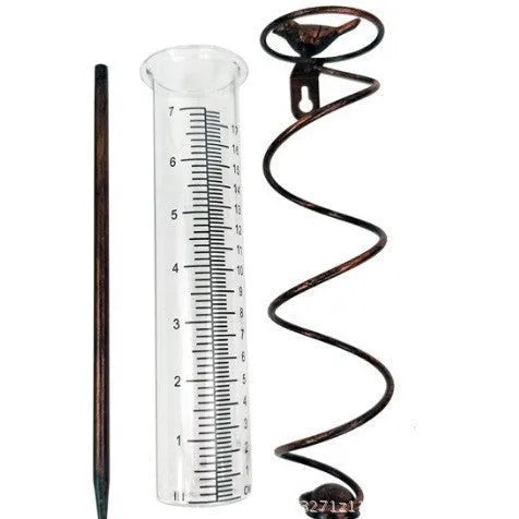 Cast iron bird decorative glass hyetometer rain gauge for garden rainfall measurement