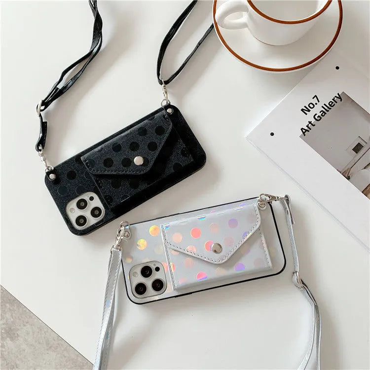 Diagonal card case silicone mobile phone back cover with wave point design for iPhone