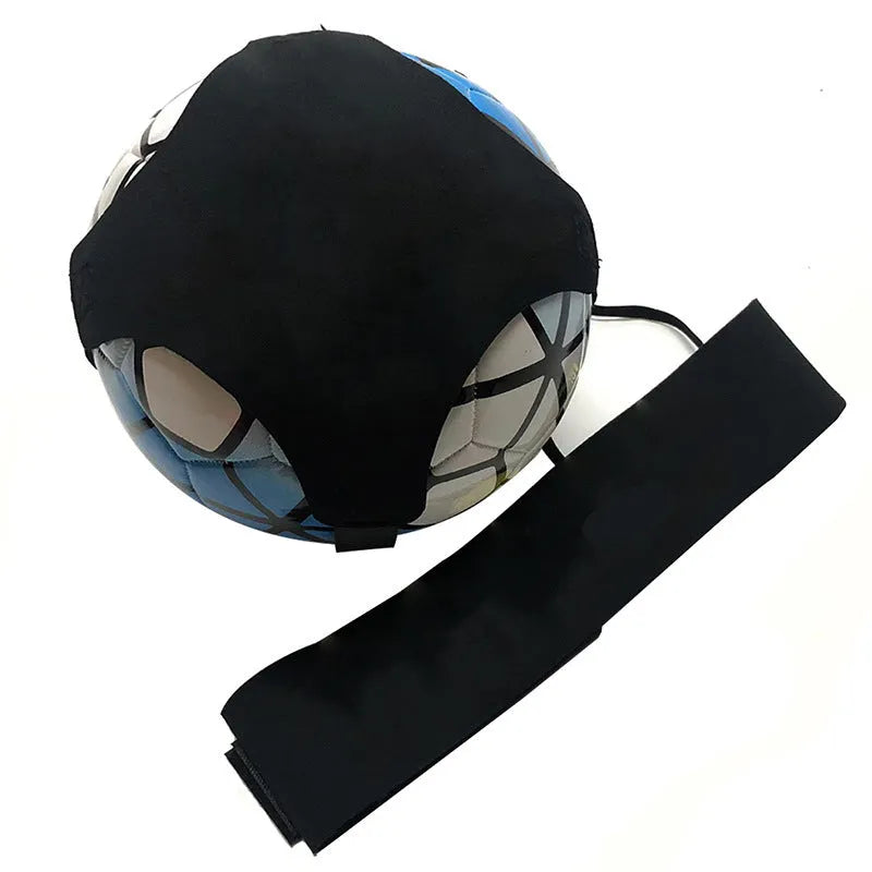 Neoprene football juggling training belt showing five-corner geometric design in blue colour