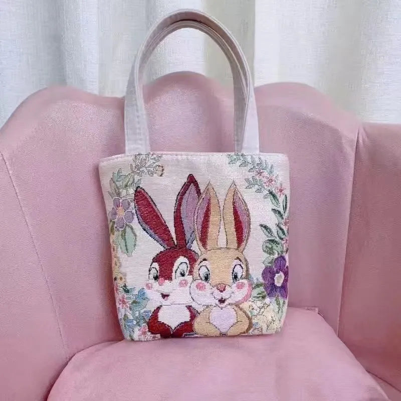 Double-sided gold wire embroidered canvas tote bag with polyester lining in medium size