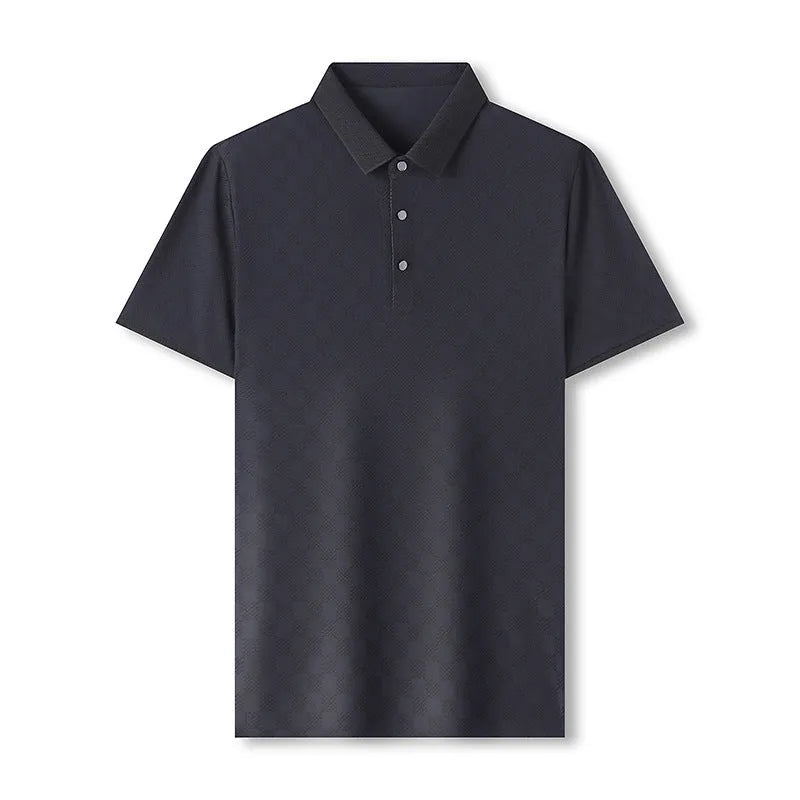 Rhombus brand thin ice silk short sleeve T-shirt showing slit hem detail, in black colour.