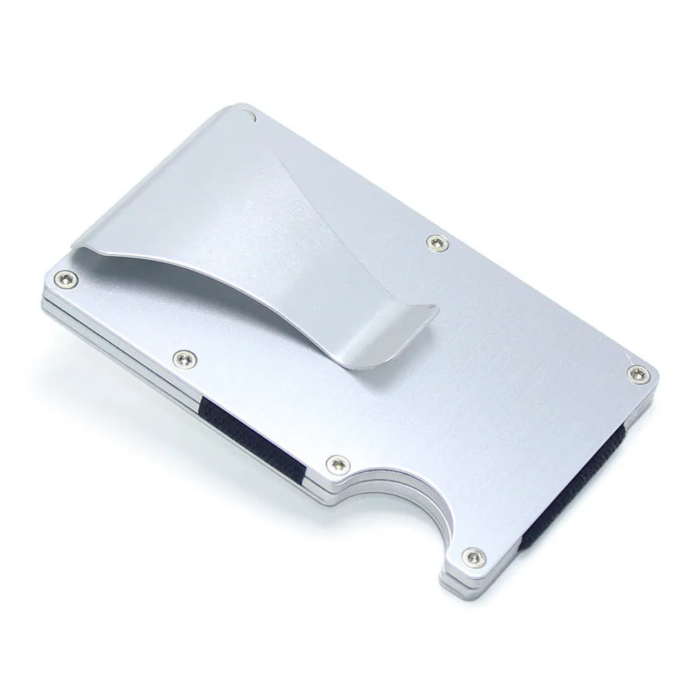 Geometric aluminium and carbon fibre card holder wallet with 8mm thickness for 6-15 cards
