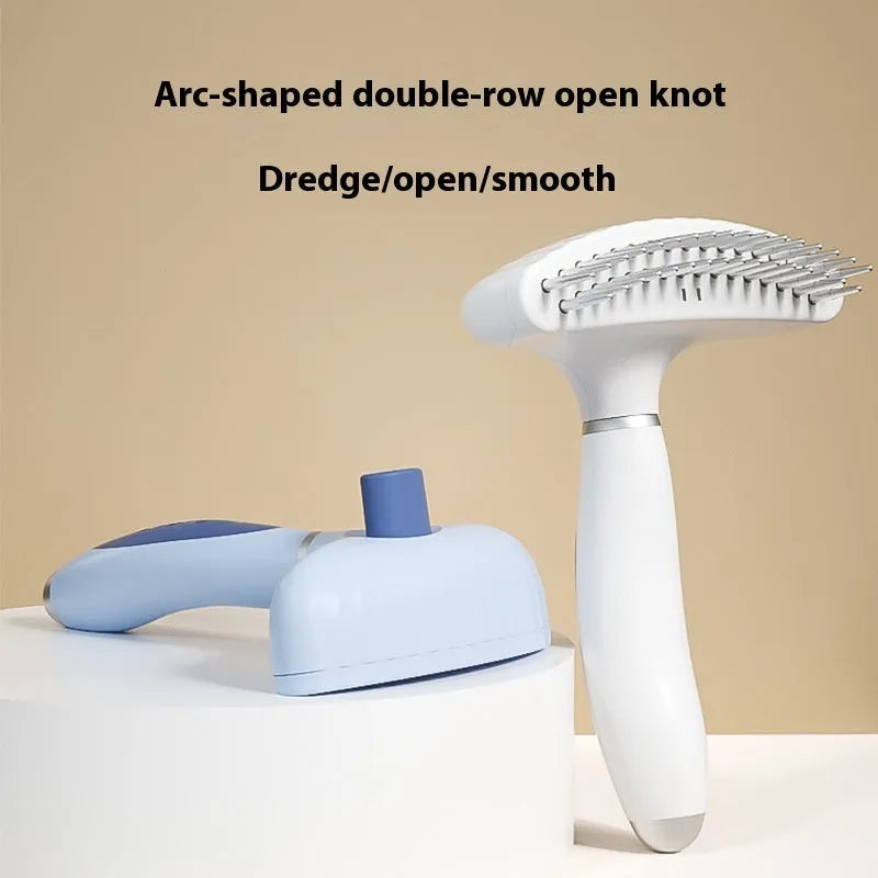 Stainless steel double row pet comb for dog grooming in light blue colour