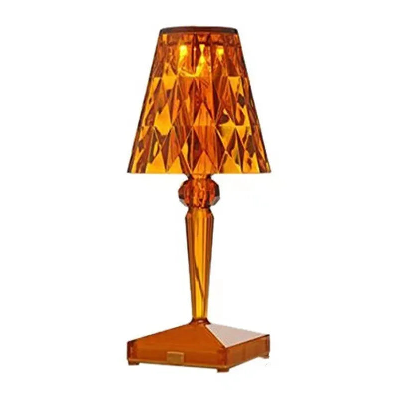 Portable touch projection night light with rose gold finish and acrylic lamp holder