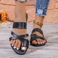 Round head casual beach slippers in wine red with a one-line design and hollow-out details on the upper.