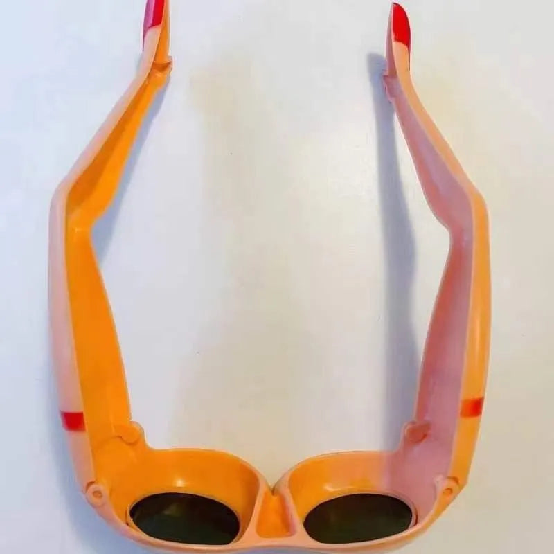 Orange oversized personality sunglasses with plastic frame, shown from front.