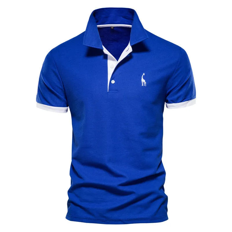 Men's slim fit short sleeve t-shirt with deer embroidery on chest, available in multiple colours.