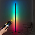 Black aluminium alloy floor lamp with silicone shade and RGB colour changing lights