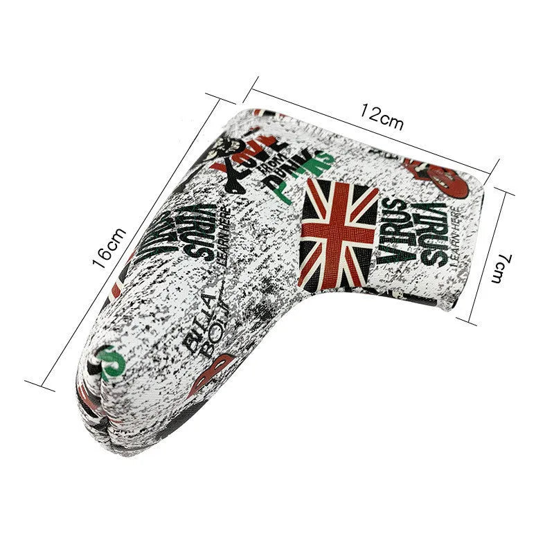 Golf straight bar putter sleeve in various designs including four-leaf clover and animal motifs