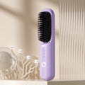 Anion wireless hair straightening comb in beige, pink, purple or black colours with ceramic heating plates