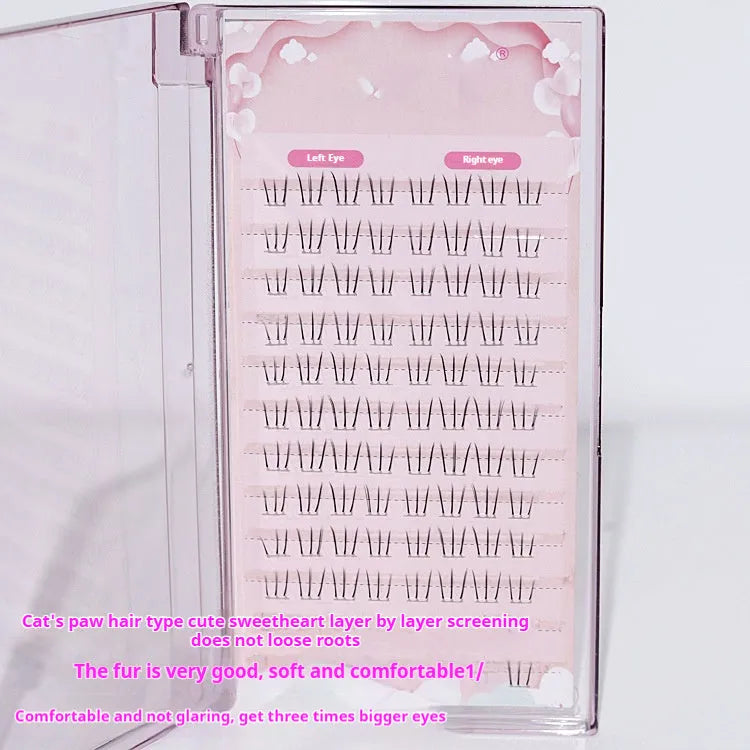Kitten's paw lower false eyelashes with 12-row segmented construction in 4-5-6mm sizes