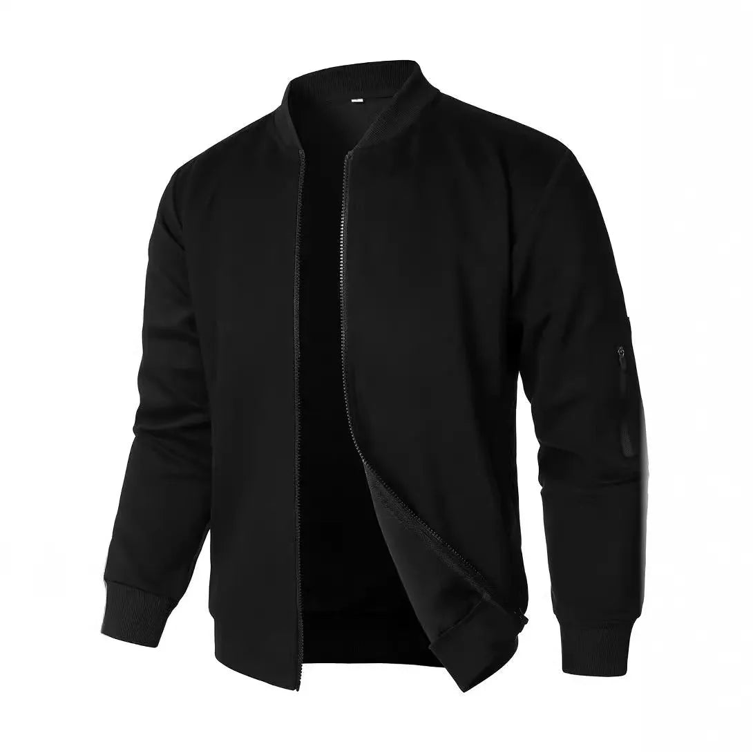 Men's loose fit knitted jacket in cotton with polyester lining shown in business casual style